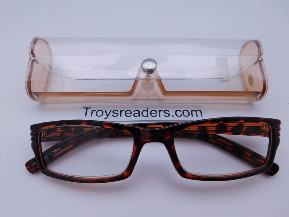 Striped Temple Readers With Case in Five Colors Reader with Display Tortoise +1.00 