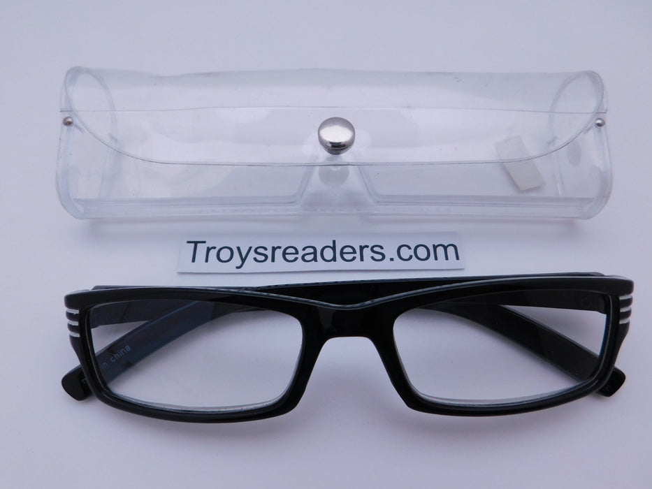 Striped Temple Readers With Case in Five Colors Reader with Display White +1.25 