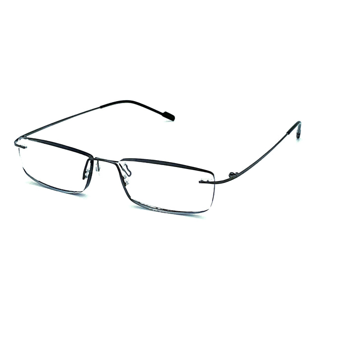 Subtle Fully Magnified Frameless Rectangle Frame Reading Glasses With Metal Temples Fully Magnified Reading Glasses 