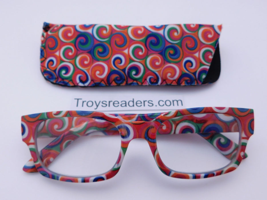 Swirl Readers With Case in Three Colors Reader with Display Red +1.25 