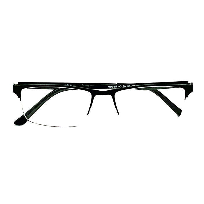 The Boss Fully Magnified Sunglass Rectangular Metal Half Frame Reader. Fully Magnified Reading Sunglasses 