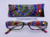 Tie Dye Readers With Case in Four Colors Reader with Display Spiral +1.25 