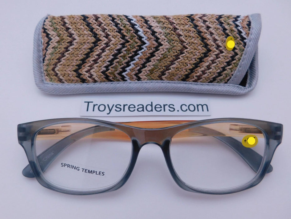 Translucent Island Readers With Case in Four Colors Reader with Display Gray +1.25 