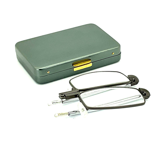 Trendies Pocket Eyes By Cinzia Rectangular Shape Folding Reading Glasses with Clamshell Metal Case Cinzia 