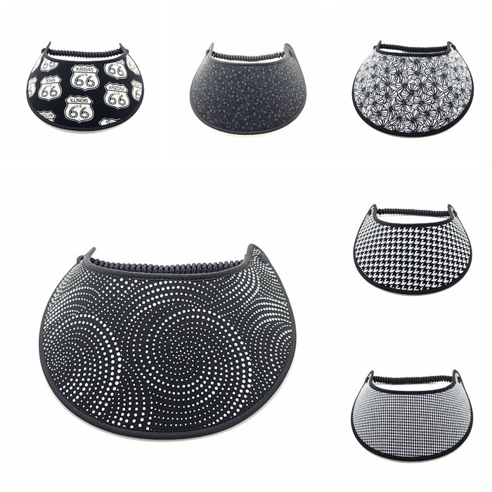 Trimmed Black and White Pattern Foam Sun Visor Foam Visors 