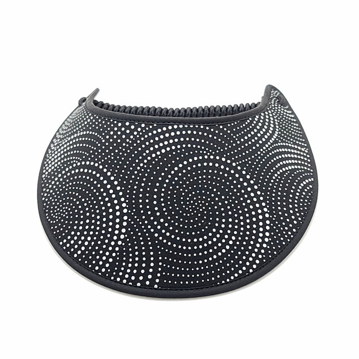 Trimmed Black and White Pattern Foam Sun Visor Foam Visors Black Swirl Medium 