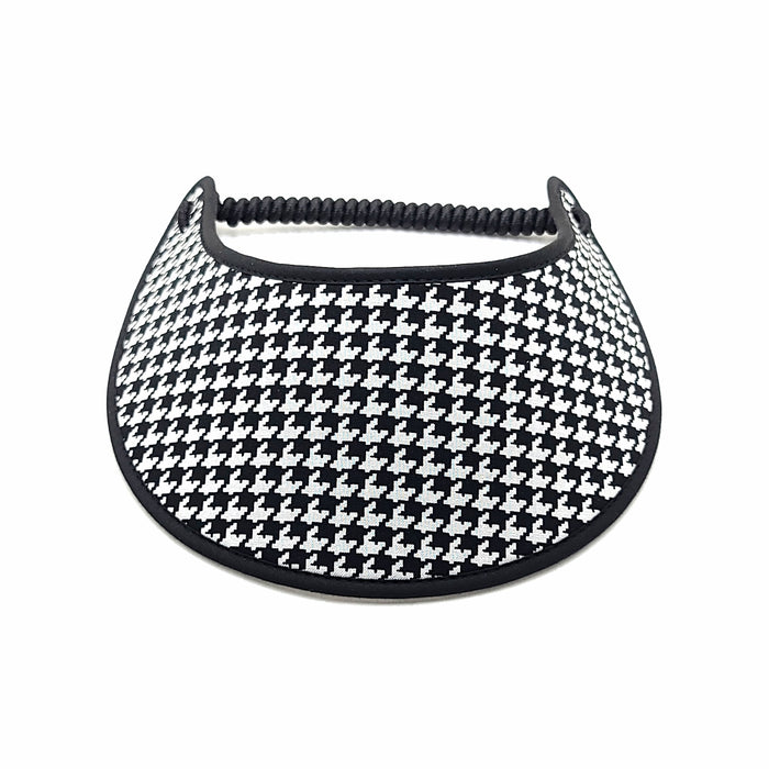 Trimmed Black and White Pattern Foam Sun Visor Foam Visors Houndstooth Medium 