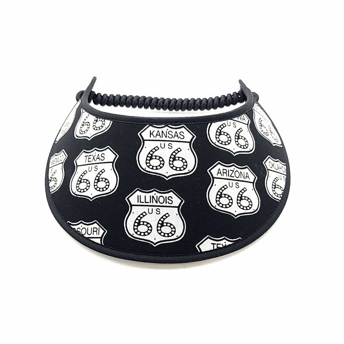 Trimmed Black and White Pattern Foam Sun Visor Foam Visors Rout 66 Medium 