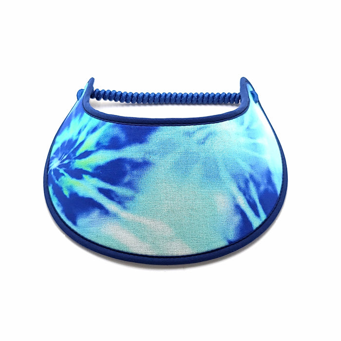 Trimmed Bright Patterns Foam Sun Visor Foam Visors Blue Tie-Dye Medium 