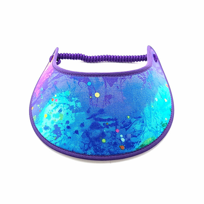 Trimmed Bright Patterns Foam Sun Visor Foam Visors Rainbow Galaxy Purple Medium 