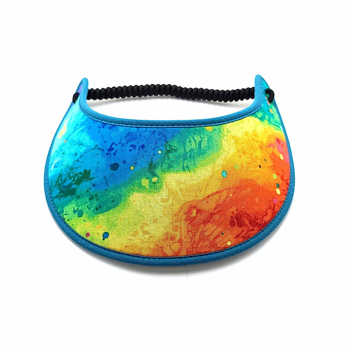 Trimmed Bright Patterns Foam Sun Visor Foam Visors Rainbow Galaxy Yellow Medium 