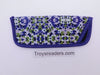 Trimmed Flower Glasses Sleeve/Pouch in Seventeen Prints Cases Green Purple and White Flowers 