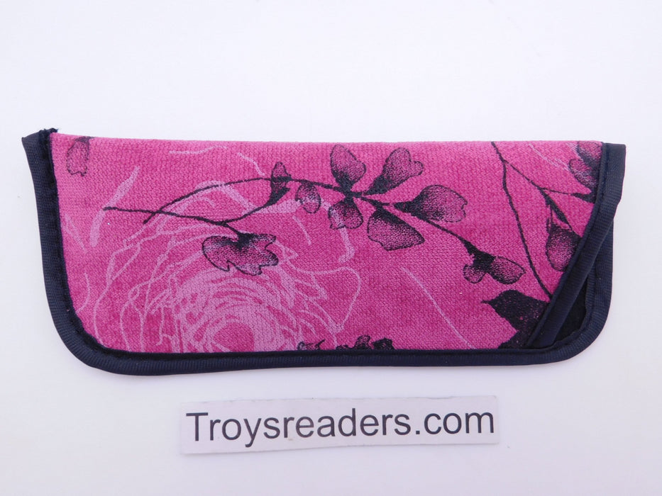 Trimmed Flower Glasses Sleeve/Pouch in Seventeen Prints Cases Roses on Pink 