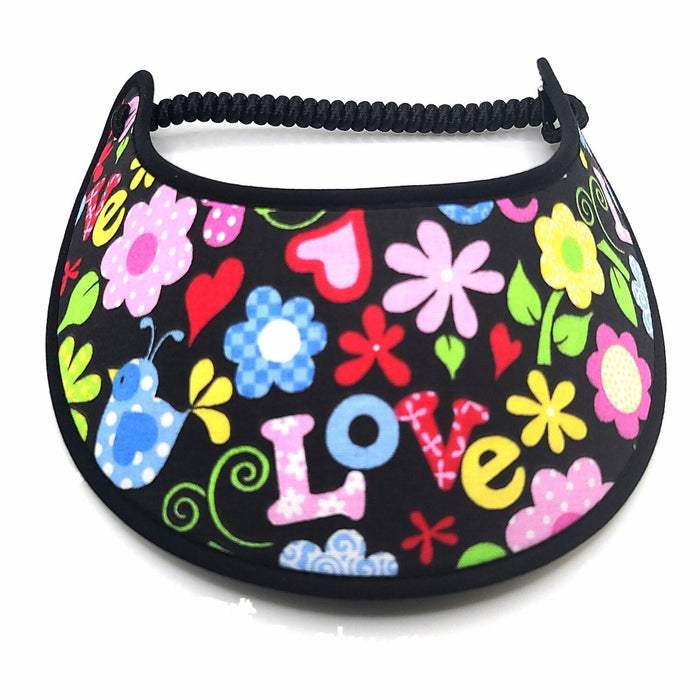 Trimmed Fun Patterns Foam Sun Visor Foam Visors Peace n Love Medium 