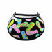 Trimmed Hawaiian and Beachy Patterns Foam Sun Visor Foam Visors Pastel Sandals on Black Medium 