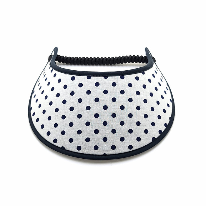 Trimmed Polka Dot Print Foam Sun Visor Foam Visors Navy Dots On White Medium 