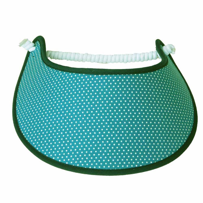 Trimmed Polka Dot Print Foam Sun Visor Foam Visors Small Teal Polka Dot Medium 