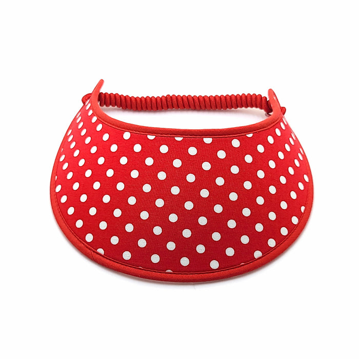 Trimmed Polka Dot Print Foam Sun Visor Foam Visors White Dots On Red Medium 