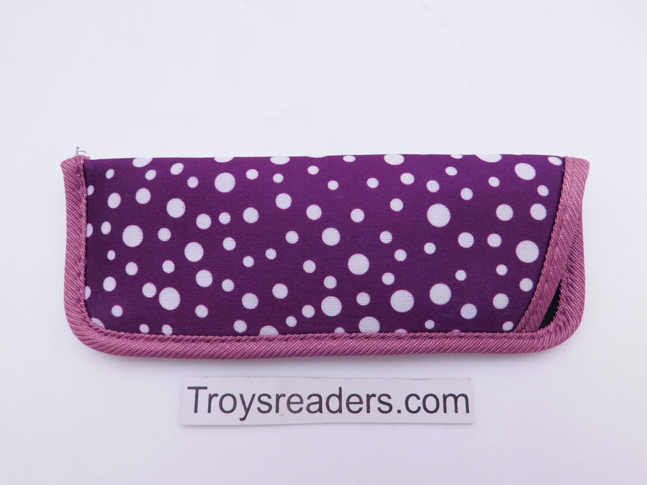 Trimmed Polkadot Glasses Sleeve/Pouch in Seven Designs Cases Purple Polkadot 
