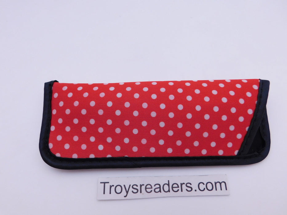 Trimmed Polkadot Glasses Sleeve/Pouch in Seven Designs Cases Red 