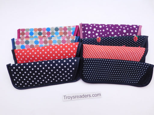 Trimmed Polkadot Glasses Sleeve/Pouch in Seven Designs Cases 