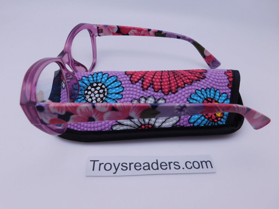 Vinyl Bubble Flower Readers With Case in Four Colors Reader with Display 
