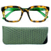 Wild Side Fully Magnified Colorful Square Reading Glasses With Matching Case Fully Magnified Reading Glasses 