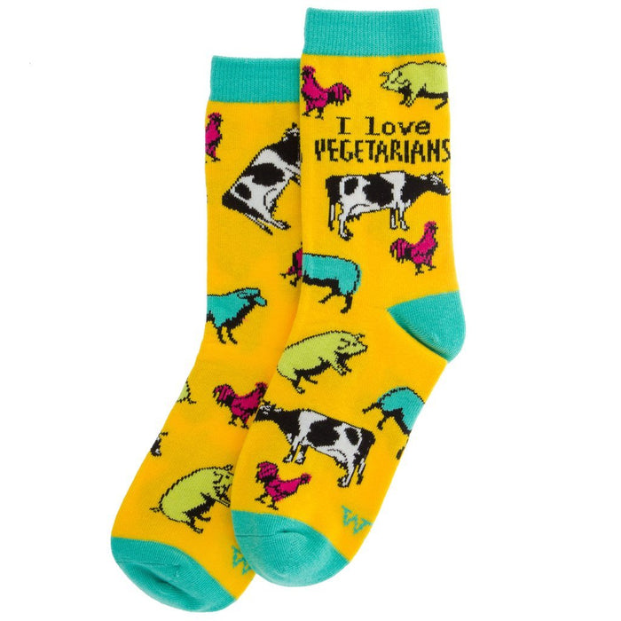 Wit! Crew Socks I Love Vegetarians Socks 