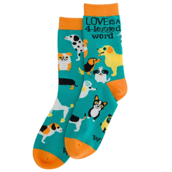 Wit! Crew Socks Love Is A 4-Legged Word Socks 