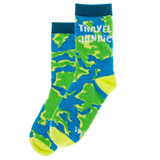 Wit! Crew Socks Travel Junkie Socks 