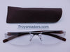 XL Rimless Plastic Two Tone Readers With Case in Four Colors Reader with Display Brown Brown Case +2.00 