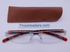 XL Rimless Plastic Two Tone Readers With Case in Four Colors Reader with Display Tortoise Brown case +2.00 
